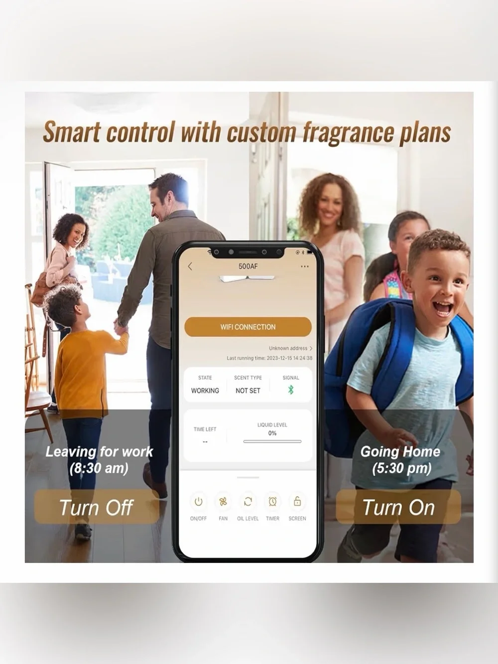 Intelligent Waterless Essential Oil Diffuser with WiFi- Black and Gold